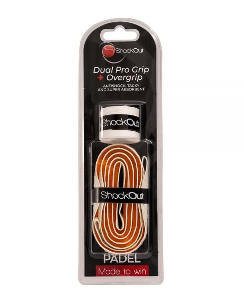 ShockOut Dual Pro Grip + Oranje/Wit Overgrips