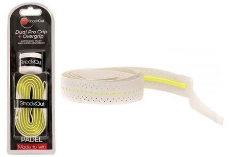 ShockOut Dual Pro Grip + Geel/Wit Overgrips
